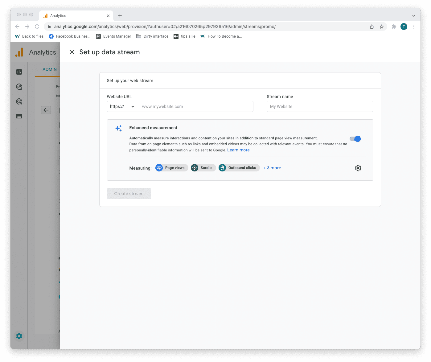 Data stream setup overview